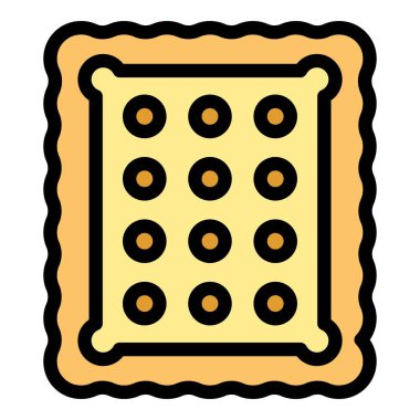 Atıştırmalık kurabiye ikonu ana hatları vektörü. Yemek bisküvisi. Şekerin düz rengi