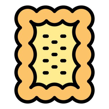 Kraker simgesi ana hat vektörü. Yemek bisküvisi. Kare pasta rengi düz