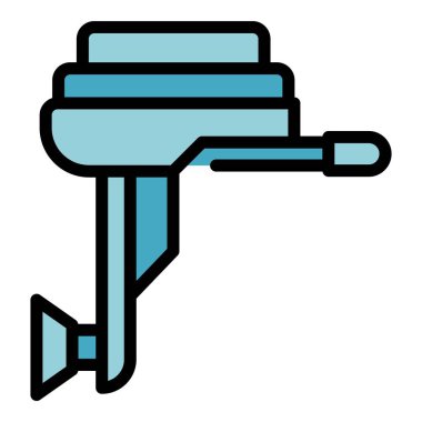 Sürat teknesi simgesi ana hat vektörü. Denizci motoru. Motor motor rengi düz