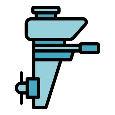 Yeni sürat teknesi ikonu ana hat vektörü. Motorlu tekne. Motor gemisi rengi düz