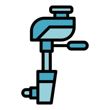 Okyanus motorbotu ikonu ana hat vektörü. Motorlu tekne. Deniz balıkçılık rengi düz