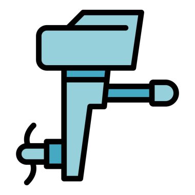 Hızlı sürat teknesi ikonu ana hat vektörü. Motorlu tekne. Tekne motoru rengi düz