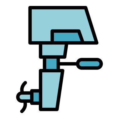 Modern motorlu tekne ikonu ana hat vektörü. Motorlu tekne. Hızlı motor rengi düz