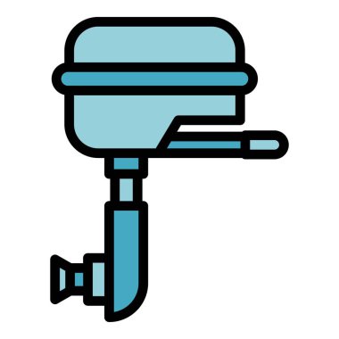 Sürat teknesi motor simgesi ana hat vektörü. Motorlu tekne. Sanat eseri rengi düz