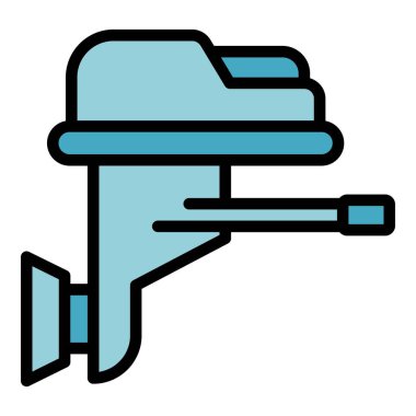 Seyahat motoru simgesi ana hat vektörü. Dış motor. Sanat motoru rengi düz