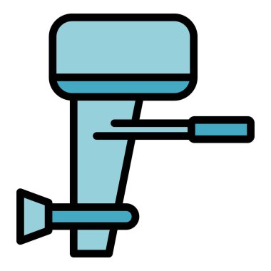 Makine motor simgesi ana hat vektörü. Motorlu tekne. Balıkçı teknesi rengi