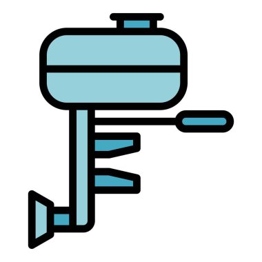 Su motoru simgesi ana hat vektörü. Tekne motoru. Sürücü enerji rengi düz