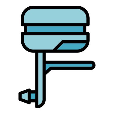 Motor enerji ikonu ana hat vektörü. Tekne motoru. Sürat teknesi balıkçılık rengi