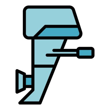 Motor pervanesi simgesi ana hatları vektörü. Motorlu tekne. Balıkçılık rengi düz