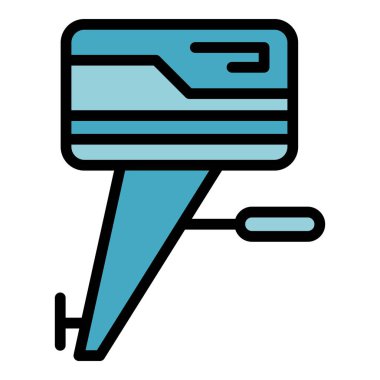 Motor pervane simgesi ana hatları vektörü. Tekne motoru. Doğrusal sürüş rengi düz