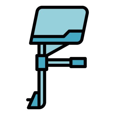 Tekne motoru simgesi ana hat vektörü. Motor dışa doğru. Balıkçı teknesi rengi