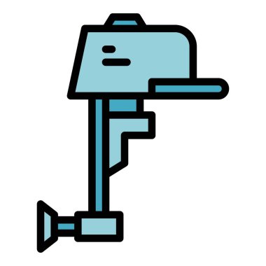 Motor simge ana hatları vektörü. Motorlu tekne. Sürücü enerji rengi düz