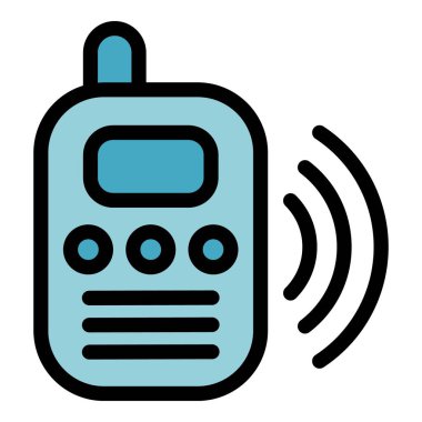 Telsiz konuşma ikonu ana hat vektörü. Bebek eğitimi. Çocuk öğretmeninin rengi düz