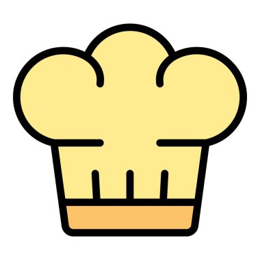 Şapka simgesi ana hatlı vektörü pişir. Domuz eti. Gıda çiğ renk düz