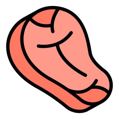 Çiğ kuzu ikonu ana hatları vektörü. Domuz eti. Gıda eti rengi düz