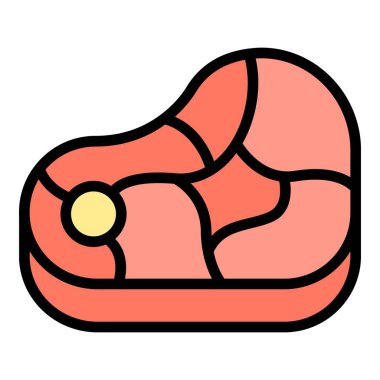 Et pastırması ikonu ana hatları vektörü. Domuz eti. Domuz eti rengi kuzu