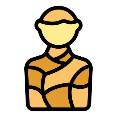 Heykel simgesi dış hat vektörü. Seyahat kültürü. Harita tapınağı rengi düz