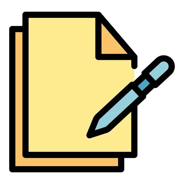Ψηφιακό Περίγραμμα Εικονιδίου Στυλό Χαρτί Διάνυσμα Στυλογράφοι Σχεδίαση Χρώματος Υπογραφής — Διανυσματικό Αρχείο
