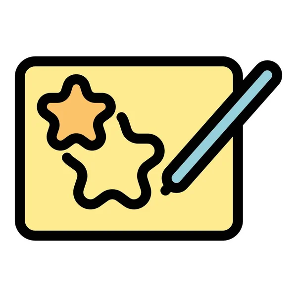 Star Digital Pen Icon Outline Vektor Tablet Stift Signaturfarbe Flach — Stockvektor
