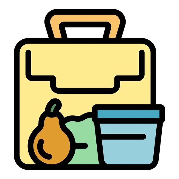 Αχλάδι Κουτί Γεύμα Εικονίδιο Περίγραμμα Διάνυσμα Σχολικό Γεύμα Δοχείο Τροφίμων — Διανυσματικό Αρχείο