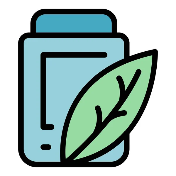 Vegetal Pulver Symbol Umrissvektor Medizin Ernährung Mahlzeit Organische Farbe Flach — Stockvektor