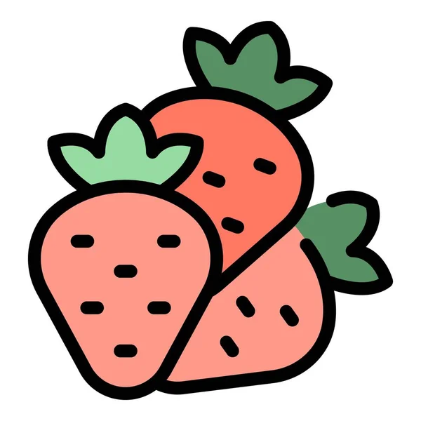 Fresa Fruta Icono Contorno Vector Dieta Paleo Comida Vegana Color — Vector de stock