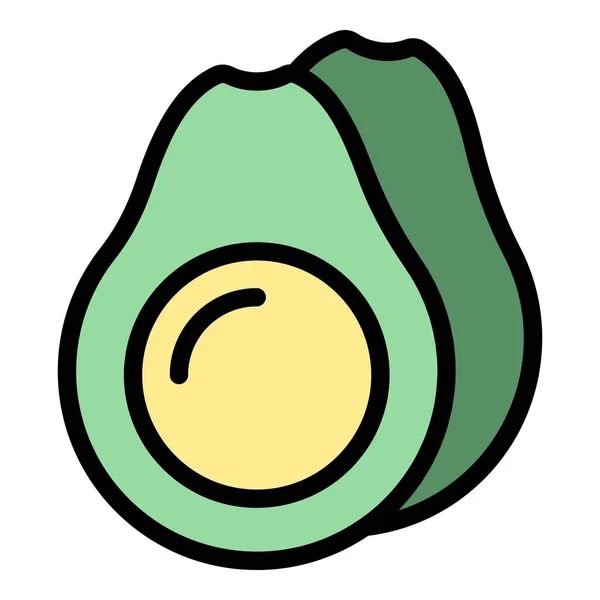 Avocadofrucht Symbol Umrissvektor Ernährung Paläo Diät Farbe Flach — Stockvektor