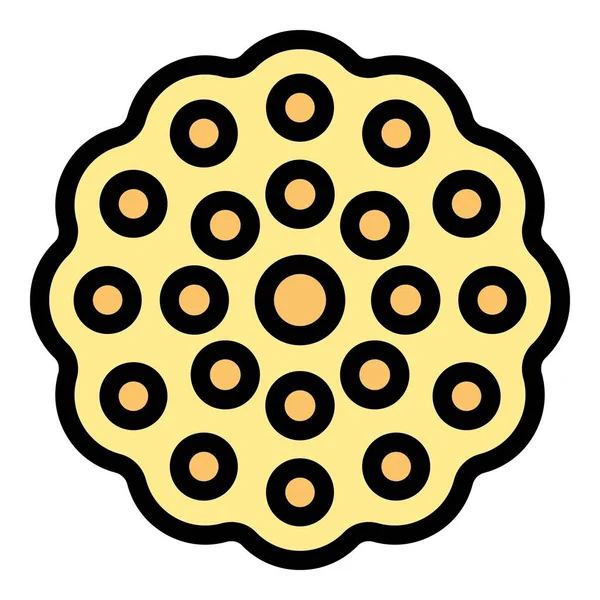 Tekerlekli bisküvi ikonu ana hat vektörü. Şeker taneleri. Yiyecek krakeri rengi düz