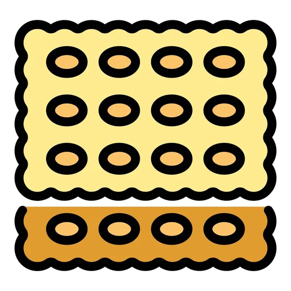 Geleneksel bisküvi ikonu ana hatları vektörü. Kek karesi. Yiyecek krakeri rengi düz