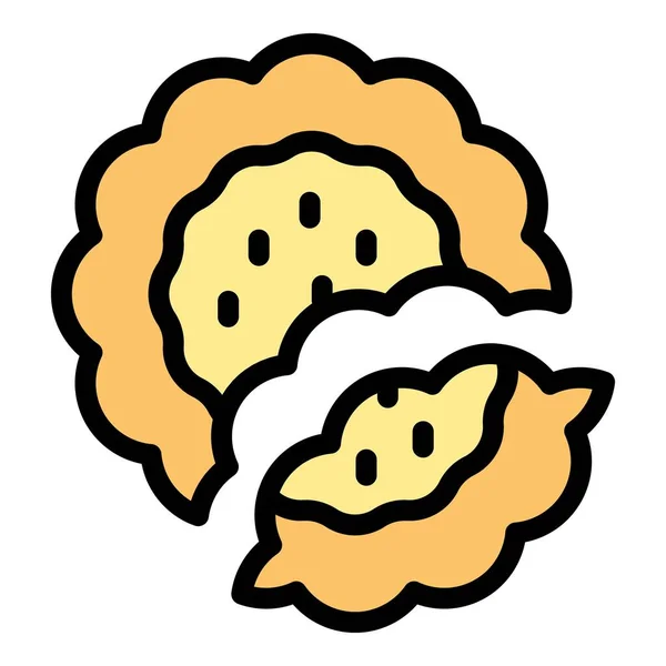 Vettore Contorno Icona Cookie Zucchero Cracker Food Torta Colore Forma — Vettoriale Stock