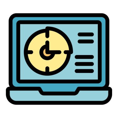 Dizüstü bilgisayar özgürlüğü ikonu ana hatları vektörü. Dijital detoks. Sosyal ortam rengi düz