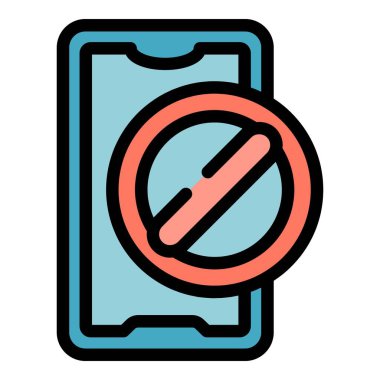 Akıllı telefon ikonu ana hatları vektörü yok. Dijital medya. İnternet gezici rengi düz