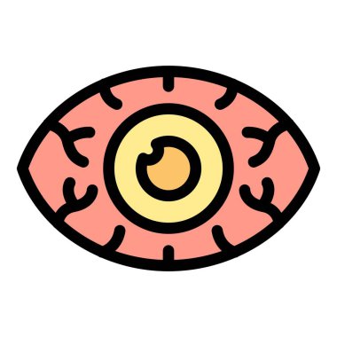 Yorgun göz simgesi ana hat vektörü. Dijital detoks. Sosyal ortam rengi düz