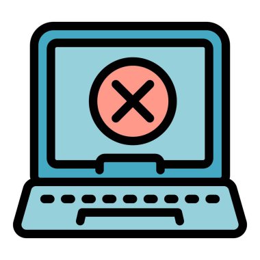 Dizüstü bilgisayar bilgi simgesi ana hatları vektörü yok. Dijital detoks. Sosyal telefon rengi düz