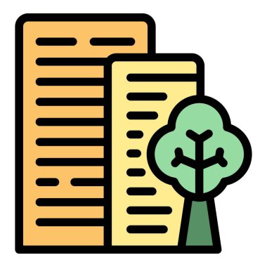 Park binası ikonu ana hat vektörü. Destek parası. Kredi borç rengi düz