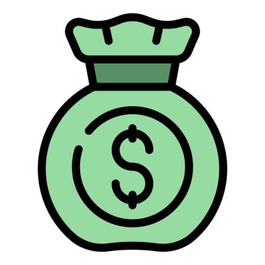 Para çantası ikonu ana hat vektörü. İş binası. Bağış renk düzlüğünü destekle