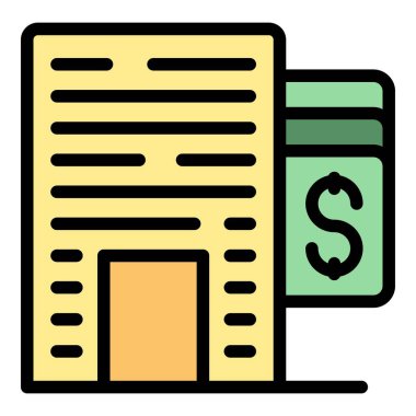 Yatırım simgesi ana hatları vektörü oluşturuluyor. Para bankası. Bağış renk düzlüğünü destekle