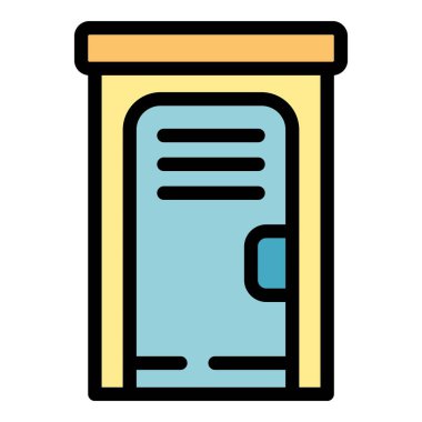 Kapı wc simgesi ana hat vektörü. Tuvalet tuvaleti. Halka açık piktogram rengi düz