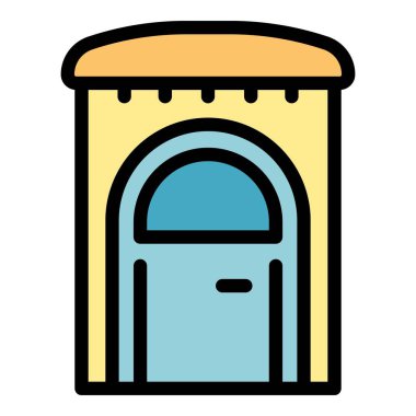 Kapı tuvaleti ikonu ana hat vektörü. Cinsiyet odası. Wc tuvalet rengi düz