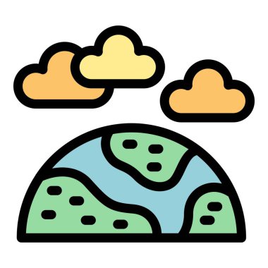 Eko biyo-dünya ikonu ana hat vektörü. Plastik çöp. Program kimyasal rengi düz