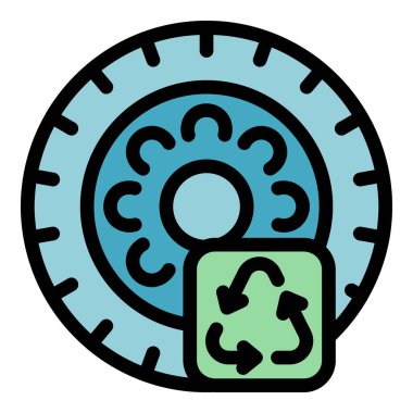 Metal simge ana hatları vektörünün geri dönüşümü. Çöp atıkları. Uygulama bitkisi rengi düz