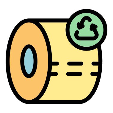 Kağıt rulo simgesi ana hatlarını geri dönüştür. Plastik geri dönüşüm. Kimyasal atık rengi düz