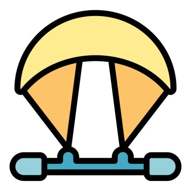 Uçurtma ikonu dış hat vektörü. Uçurtma tahtası. Spor sörfü rengi düz