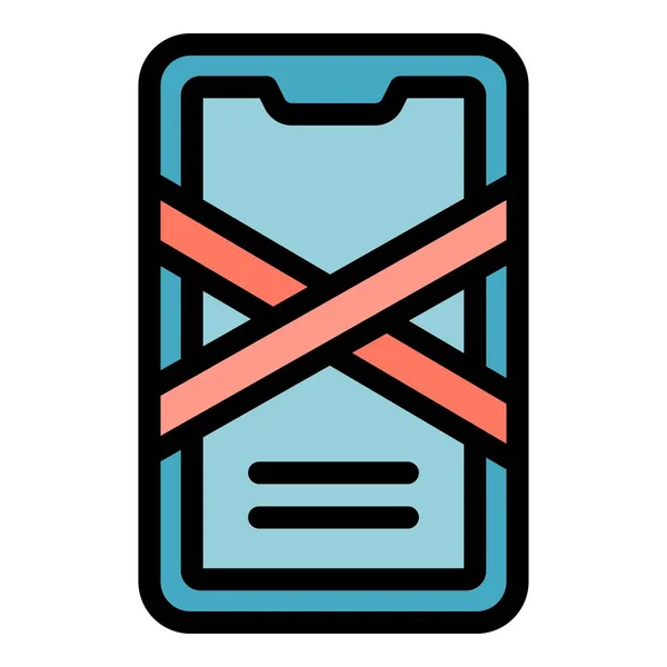 Telefon Detox Symbol Umrissvektor Digitale Medien Türdurchbruch Farbe Flach — Stockvektor