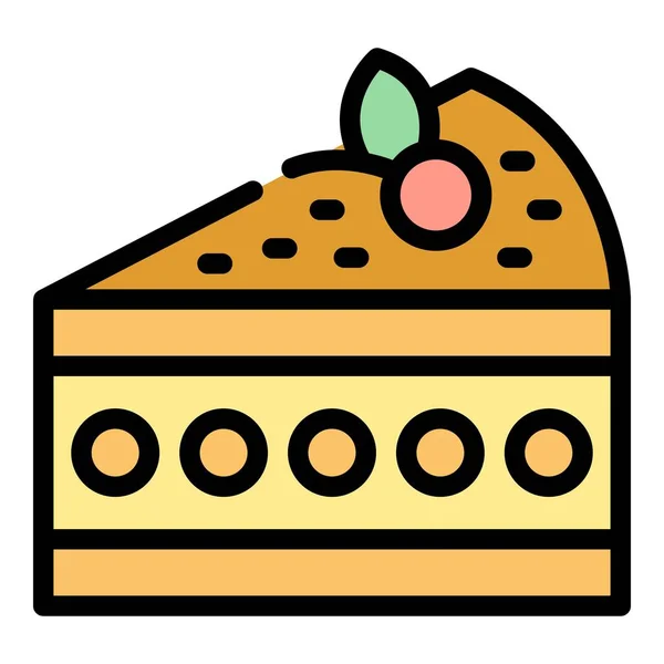 Crème Douce Tranche Icône Contour Vecteur Cuisine Boulangerie Fruit Sucre — Image vectorielle