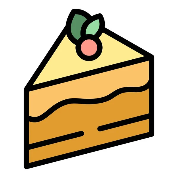 Cafe Slice Icon Outline Vektor Kuchenessen Käsekuchen Dessert Farbe Flach — Stockvektor