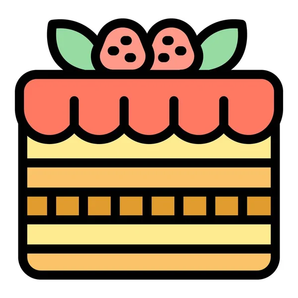 糕点蛋糕图标轮廓矢量 奶油食品 甜食色泽平坦 — 图库矢量图片