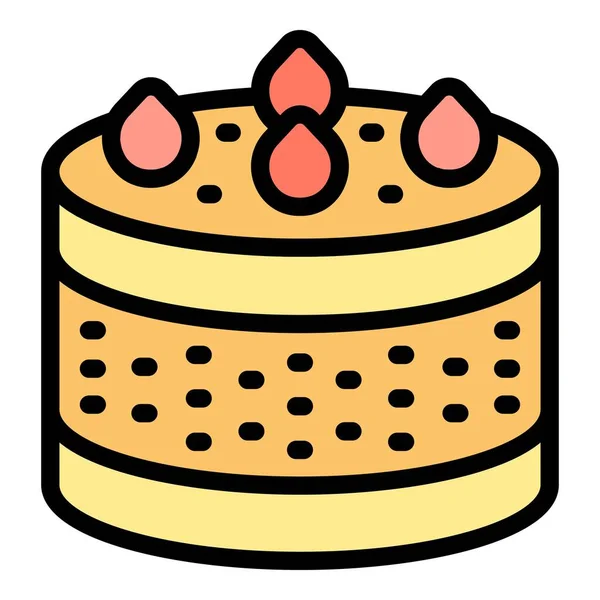 Konturenvektor Mit Sahnetorte Symbol Süße Torte Gebäck Käsekuchen Farbe Flach — Stockvektor