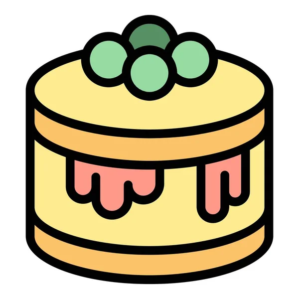 Εικονίδιο Εικονίδιο Κέικ Τυρί Διάνυσμα Γλυκό Φούρνου Κρέμα Τροφίμων Χρώμα — Διανυσματικό Αρχείο
