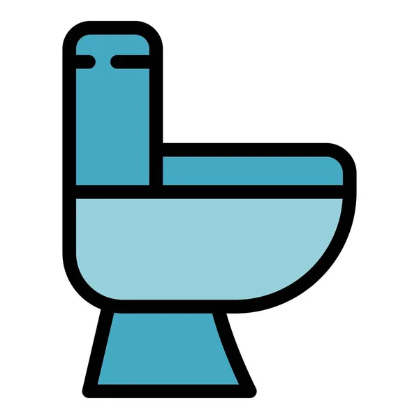 トイレビューアイコンアウトラインベクトル Wcトイレ 女性のドア色フラット — ストックベクタ